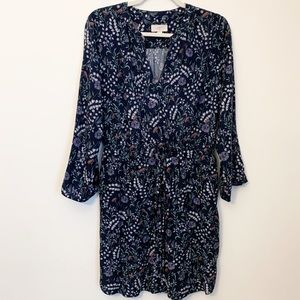 Loft Navy Floral Shirtdress Women’s M